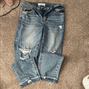 Casual Blue Distressed Boyfriend Jeans